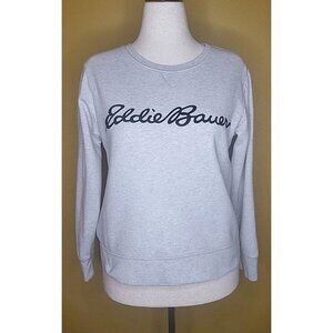 Womens Eddie Bauer Sweatshirt Gray Long Sleeve Crew Neck Logo Size Medium EUC